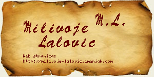 Milivoje Lalović vizit kartica